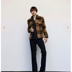 Men's Plaid Brown Shirt Jacket